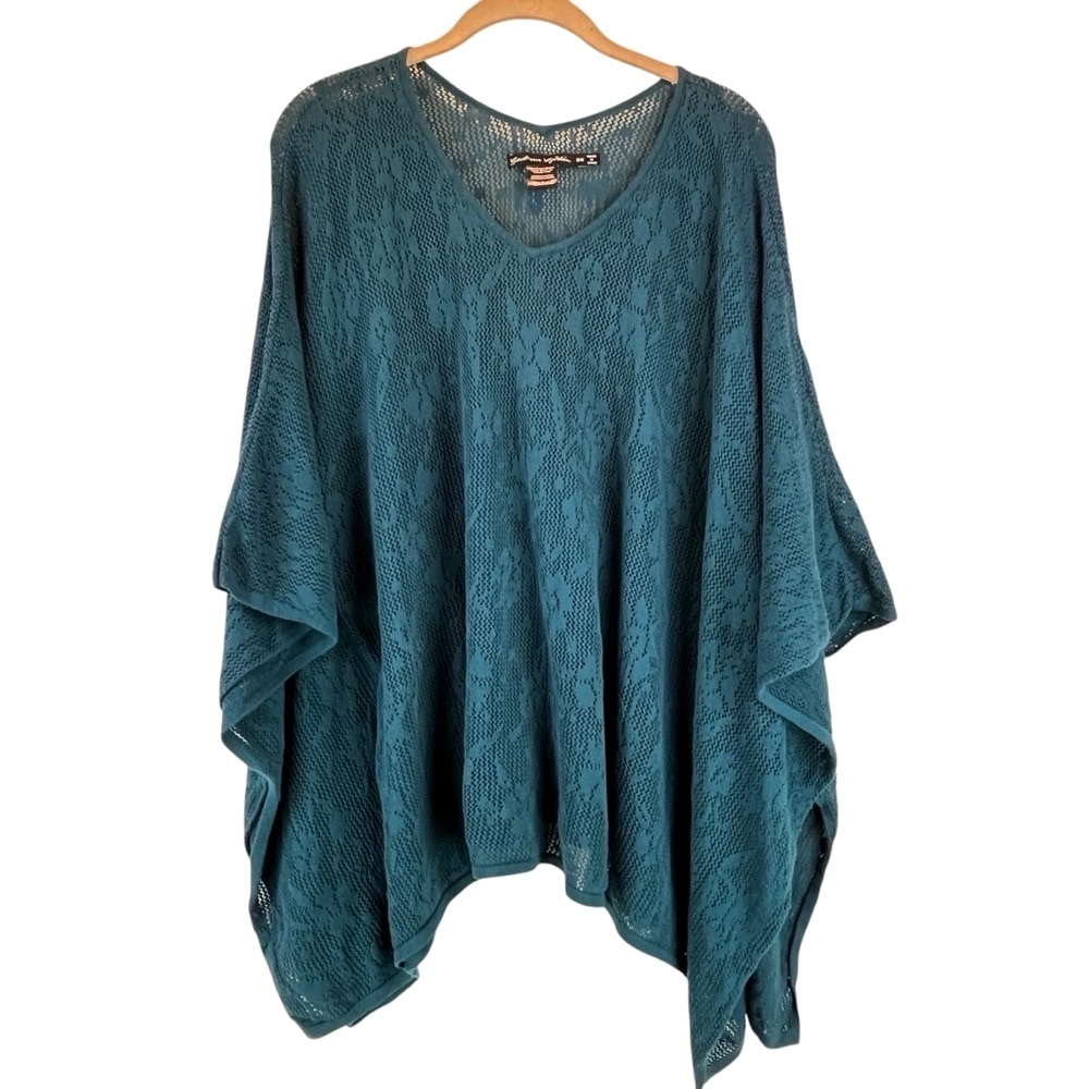 Gudrun Sjoden Teal Knit Poncho